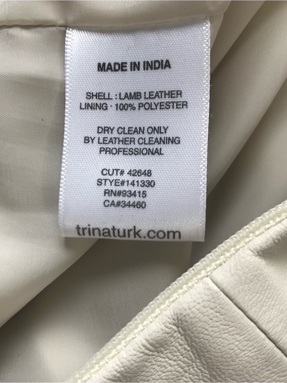 TRINA TURK Dalia Ivory Cream Lamb Leather Asymmetrical hem Dress Size 2 - Picture 14 of 16